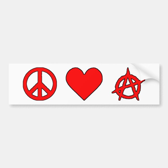 Pegatina Para Coche Anarquía del amor de la paz (Frente)