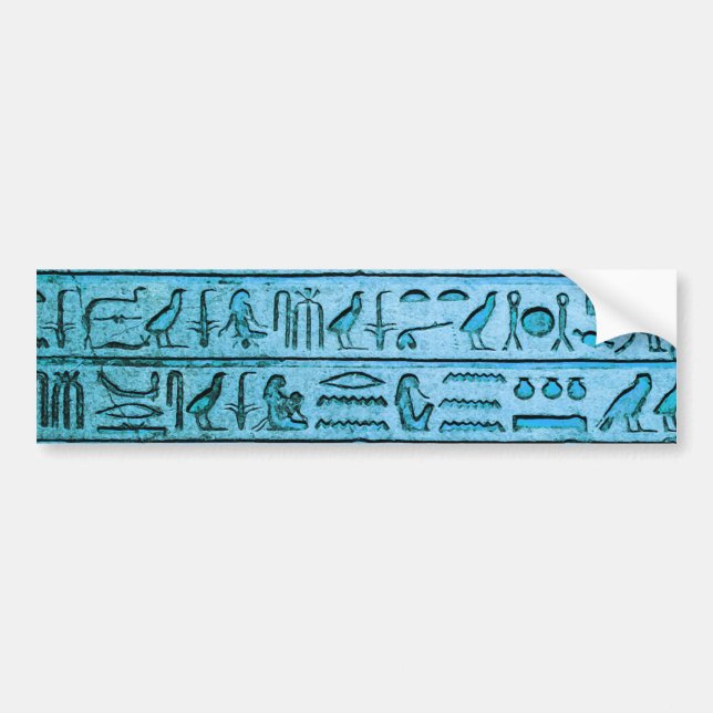 Pegatina Para Coche Ancient Egyptian Hieroglyphs Blue (Frente)