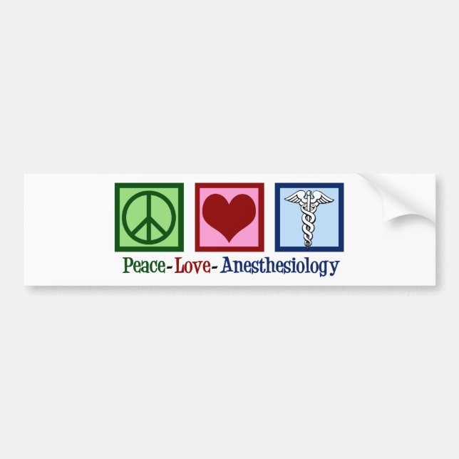 Pegatina Para Coche Anestesiología del amor por la paz (Frente)