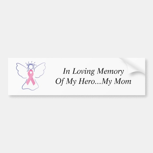 Pegatina Para Coche ángel del cáncer del pecho de la mamá, en memoria (Frente)