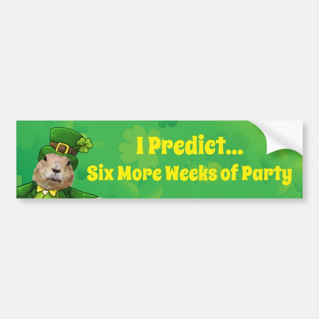 Pegatina Para Coche Animal Fiesta de St. Patrick's Day Groundhog (Frente)