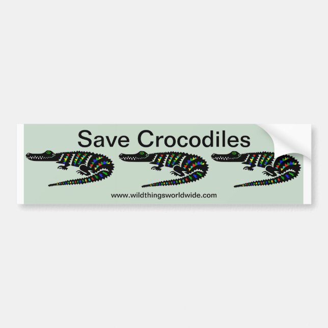 Pegatina Para Coche Animales en peligro de extinción - Salven CROCODIL (Frente)