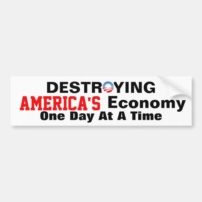 Pegatina Para Coche Anti-obama que destruye la economía de América (Frente)
