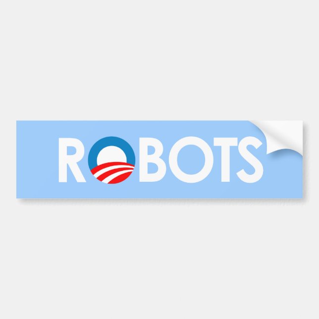 Pegatina Para Coche Anti-Obama - robots blancos (Frente)