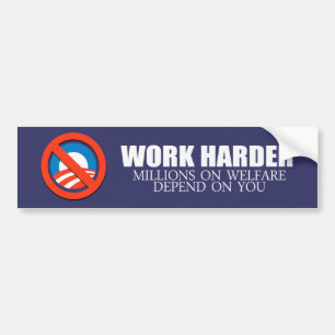 Pegatina Para Coche Anti-Obama - trabajo más difícilmente porque