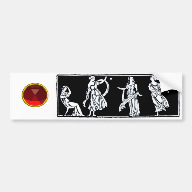 Pegatina Para Coche ANTIGUA MODA Gemstone negro rojo rojo (Frente)