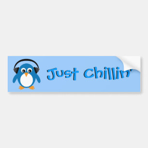 Pegatina Para Coche Apenas pingüino de Chillin con los auriculares