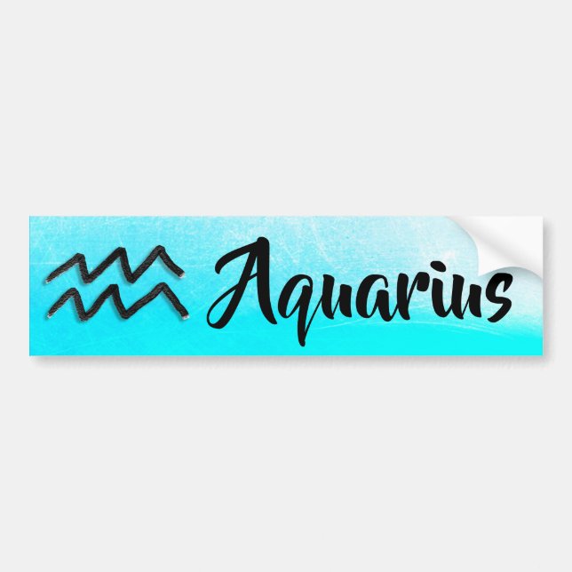 Pegatina Para Coche Aqua Blue Zodiac Rótulo Aquarius Horoscopio (Frente)