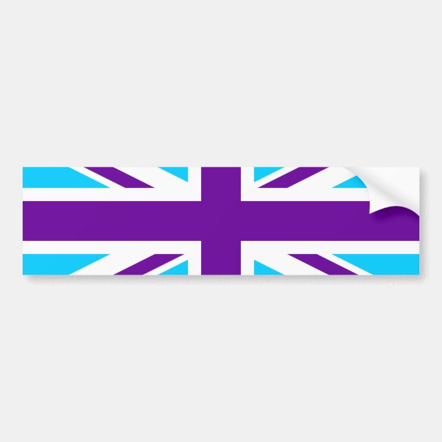 Pegatina Para Coche Aqua Purple Union Jack (Frente)