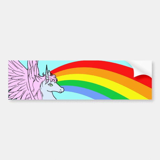 Pegatina Para Coche Arcoiris unicornio de estilo vintage de Corey Tige (Frente)