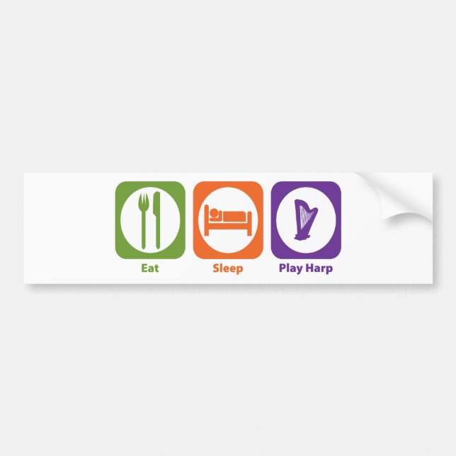 Pegatina Para Coche Arpa de Eat Sleep Play (Frente)