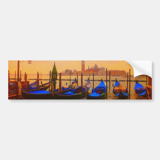 Pegatina Para Coche Arte de Viajes en el Gran Canal de Venecia y Gondo (Frente)