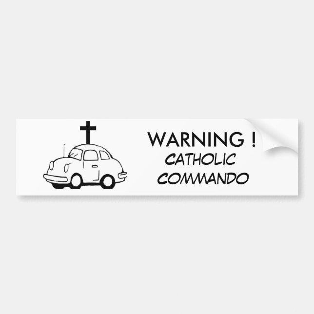 Pegatina Para Coche ¡Atención! Commando católico (Frente)