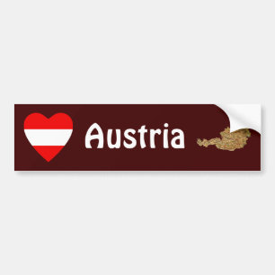 Pegatina Para Coche Austria Flag Heart + Map Bumper Sticker