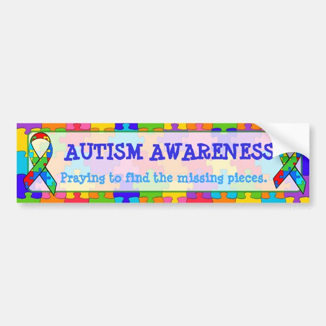 Pegatina Para Coche Autism Awareness Puzzle Pieces Bumper Sticker (Frente)