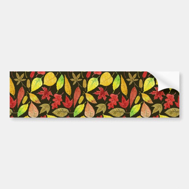 Pegatina Para Coche Autumn leaves watercolor dark (Frente)