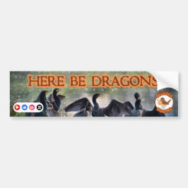 Pegatina Para Coche Aves con barba: Aquí hay dragones