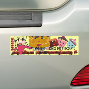 Pegatina Para Coche Aviso de freno para Chocolate Chibi - Personalizad