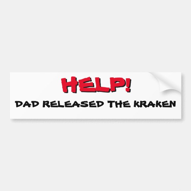 Pegatina Para Coche ¡Ayuda! Papá liberó al rojo kraken sobre negro (Frente)