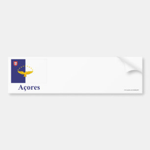 Pegatina Para Coche Azores señalan por medio de una bandera con nombre