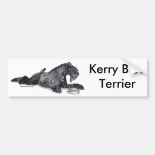 Pegatina Para Coche Azul de Kerry Terrier con el cuenco