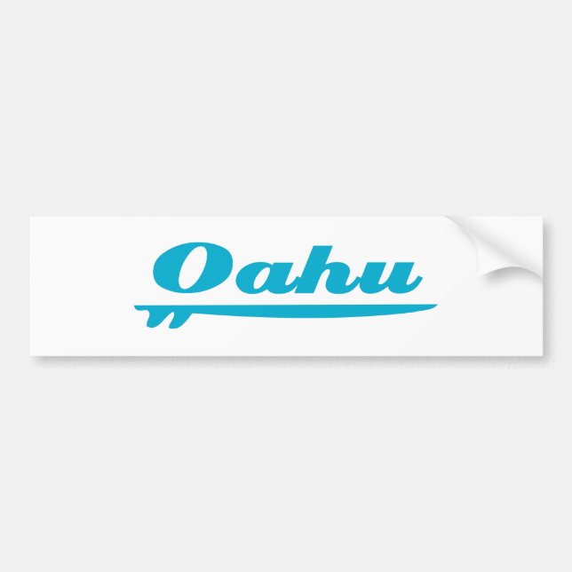 Pegatina Para Coche Azul de la tabla hawaiana de Oahu (Frente)