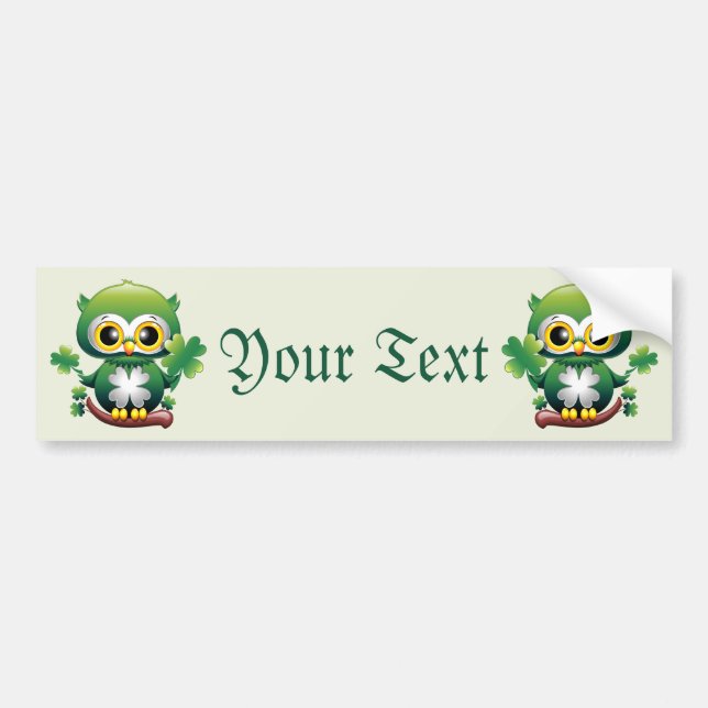 Pegatina Para Coche Baby Owl Cute St Patrick Cartoon (Frente)