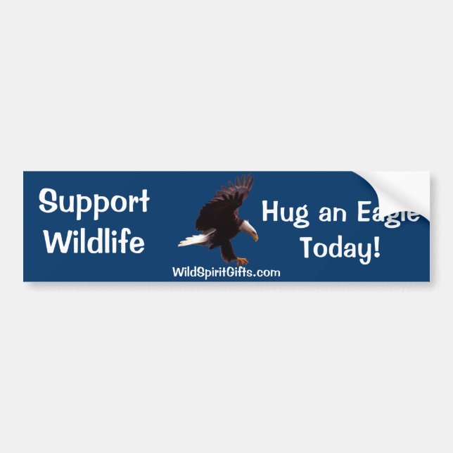 Pegatina Para Coche BALD EAGLE Landing Wildlife Support Bumper Sticker (Frente)