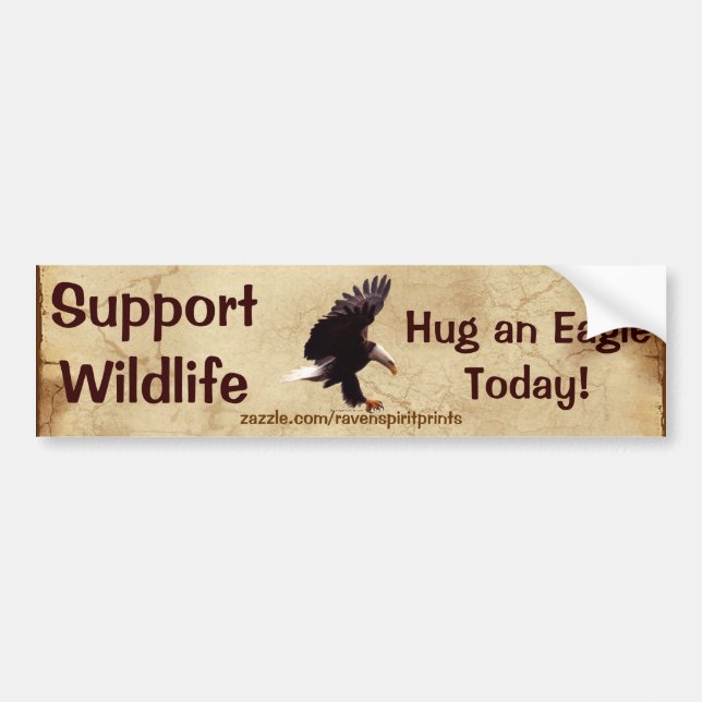 Pegatina Para Coche BALD EAGLE Landing Wildlife Support Bumper Sticker (Frente)
