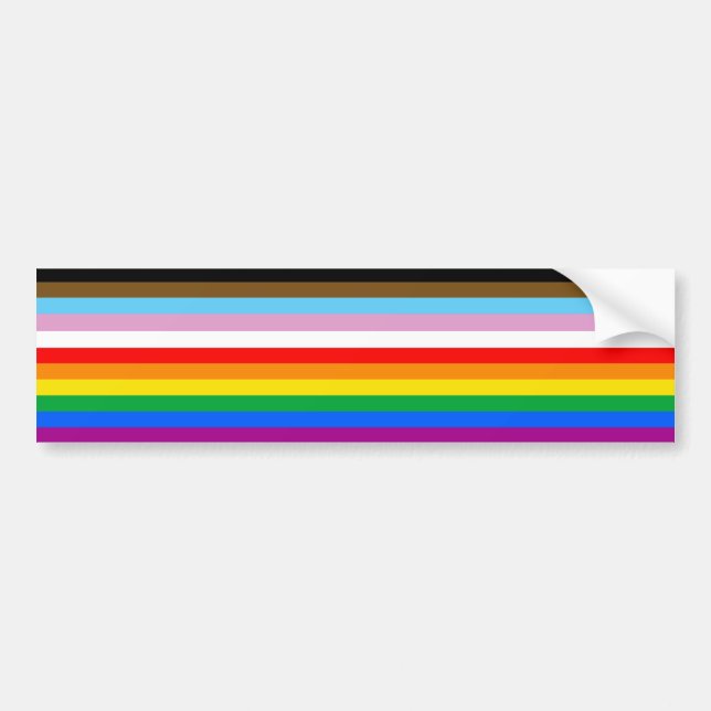 Pegatina Para Coche Bandas de la bandera del progreso LGBTQ+ (Frente)