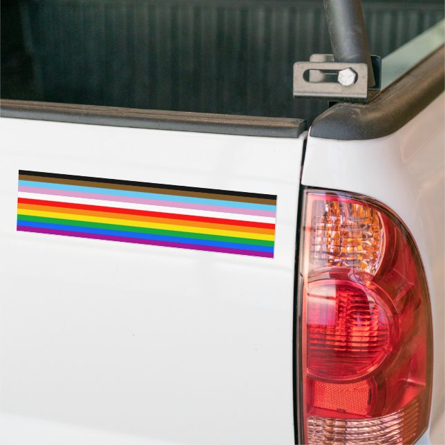Pegatina Para Coche Bandas de la bandera del progreso LGBTQ+ (En Camión)