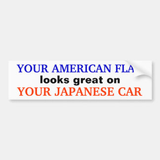 Pegatina Para Coche "BANDERA AMERICANA/COCHE JAPONÉS" Bumpersticker