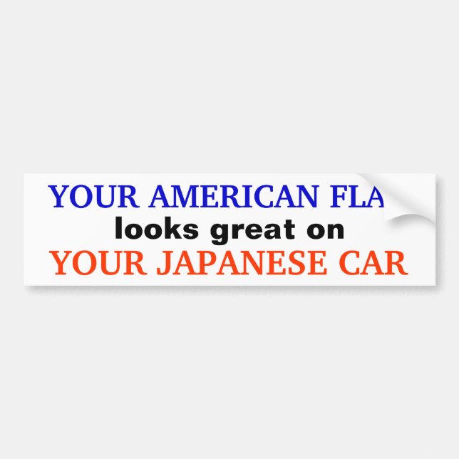 Pegatina Para Coche "BANDERA AMERICANA/COCHE JAPONÉS" Bumpersticker (Frente)