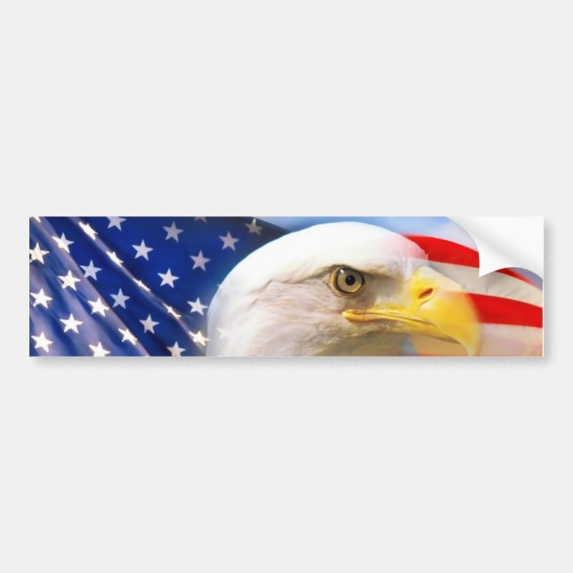 Pegatina Para Coche Bandera americana con Eagle calvo (Frente)