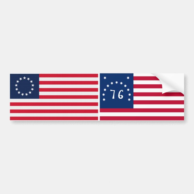 Pegatina Para Coche Bandera americana de las estrellas de Betsy Ross (Frente)
