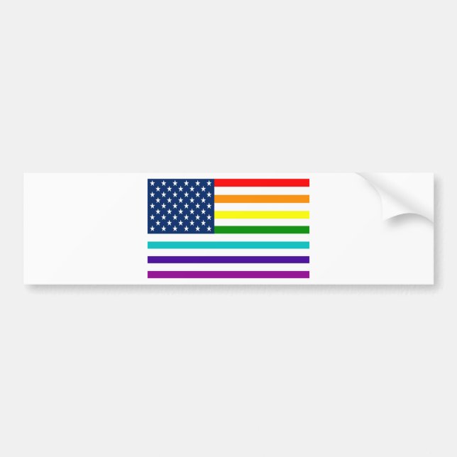 Pegatina Para Coche Bandera americana del arco iris (Frente)