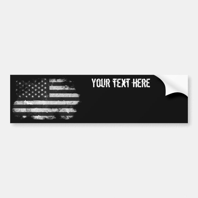 Pegatina Para Coche Bandera americana del Grunge blanco y negro (Frente)