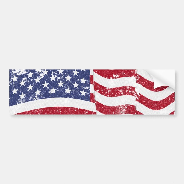 Pegatina Para Coche Bandera americana que agita - apenada (Frente)