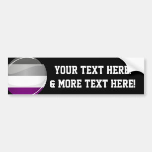 Pegatina Para Coche Bandera asexual brillante redonda del orgullo