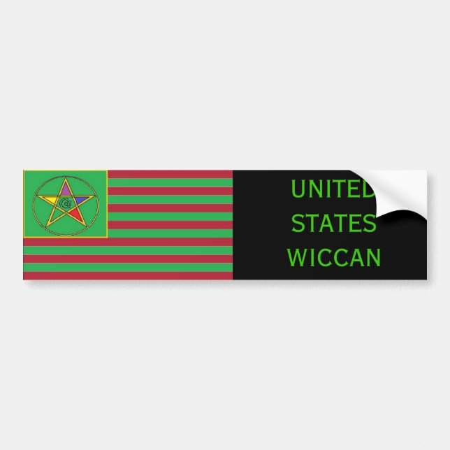 Pegatina Para Coche Bandera Bumpersticker de Estados Unidos Wiccan (Frente)