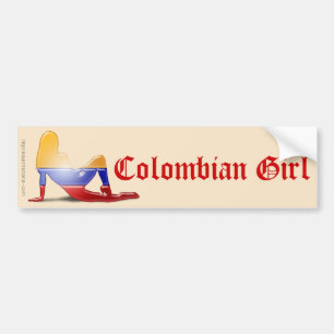 Pegatina Para Coche Bandera colombiana de la silueta del chica