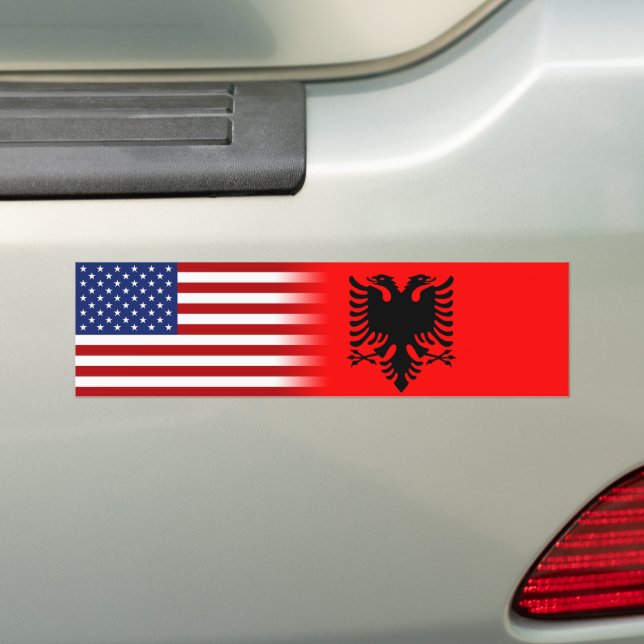 Pegatina Para Coche Bandera de Albania-Estados Unidos (en coche)