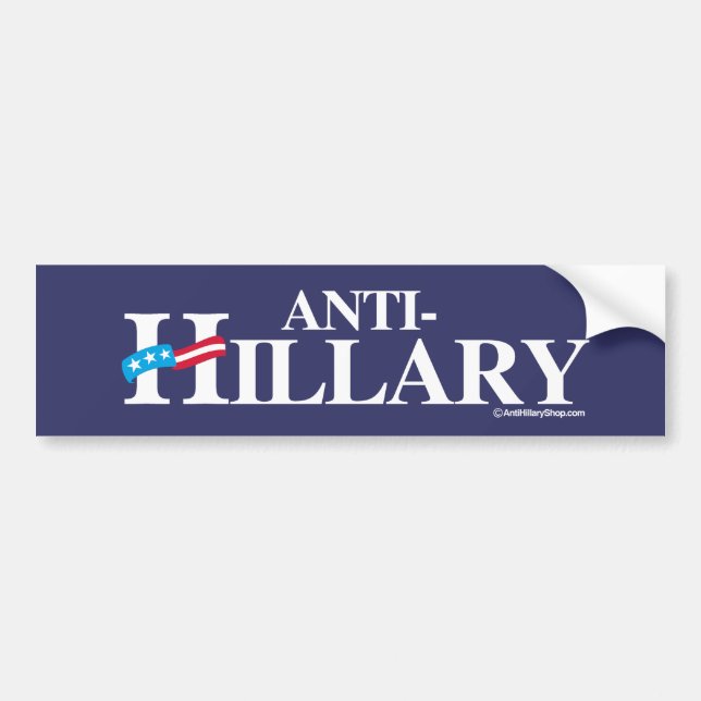 Pegatina Para Coche Bandera de ANTI-HILLARY - Anti-Hillary - blanco - (Frente)