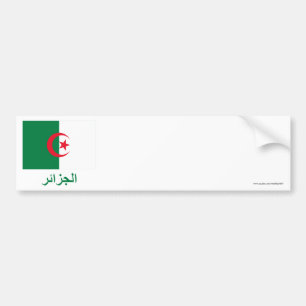 Pegatina Para Coche Bandera de Argelia con nombre en árabe