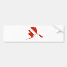 Bandera de buceo blanco rojo en forma de Scuba