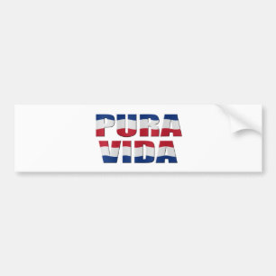 Pegatina Para Coche Bandera de Costa Rica "Pura Vida"