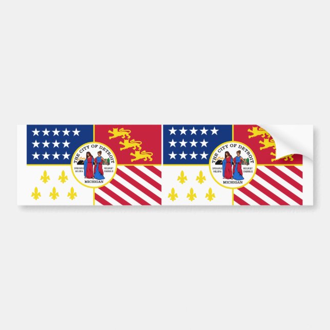 Pegatina Para Coche Bandera de DOS Detroit (Frente)