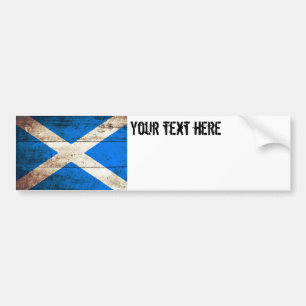 Pegatina Para Coche Bandera de Escocia en grano de madera viejo