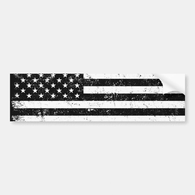 Pegatina Para Coche Bandera de Estados Unidos, blanco y negro (Frente)