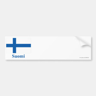 Pegatina Para Coche Bandera de Finlandia con nombre en finés
